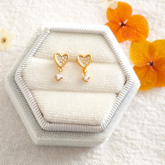 Pavé Heart Drop Studs - Summerdaze