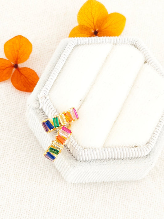 Rainbow Baguette Hoops - Summerdaze