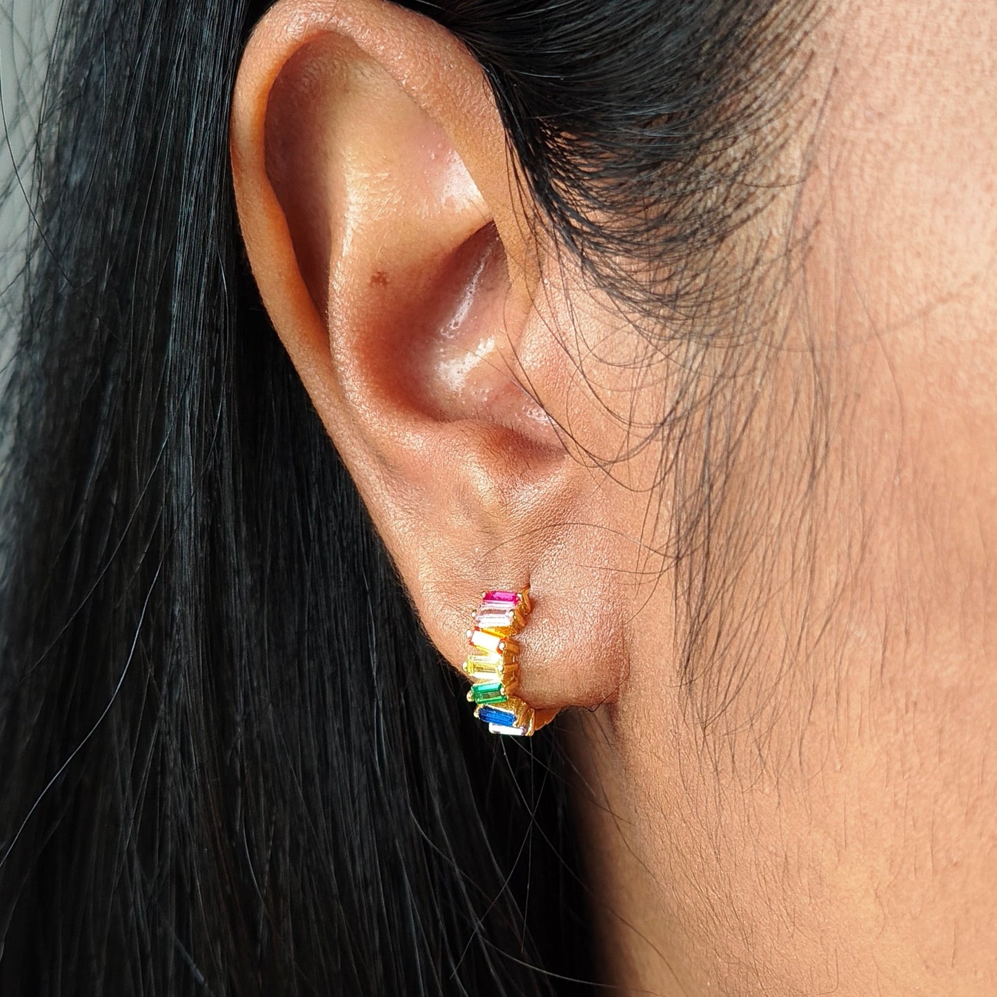 Rainbow Baguette Hoops - Summerdaze