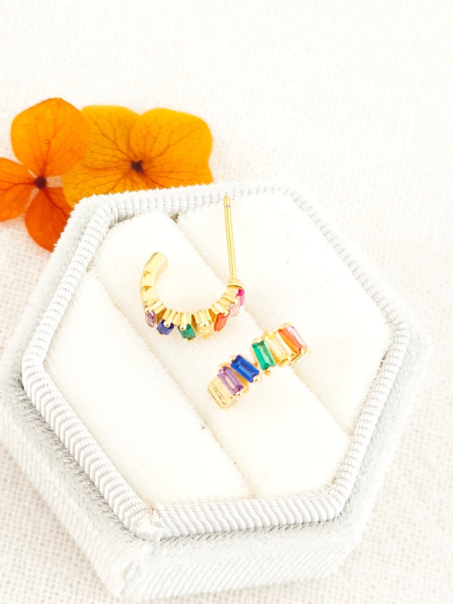 Rainbow Baguette Hoops - Summerdaze