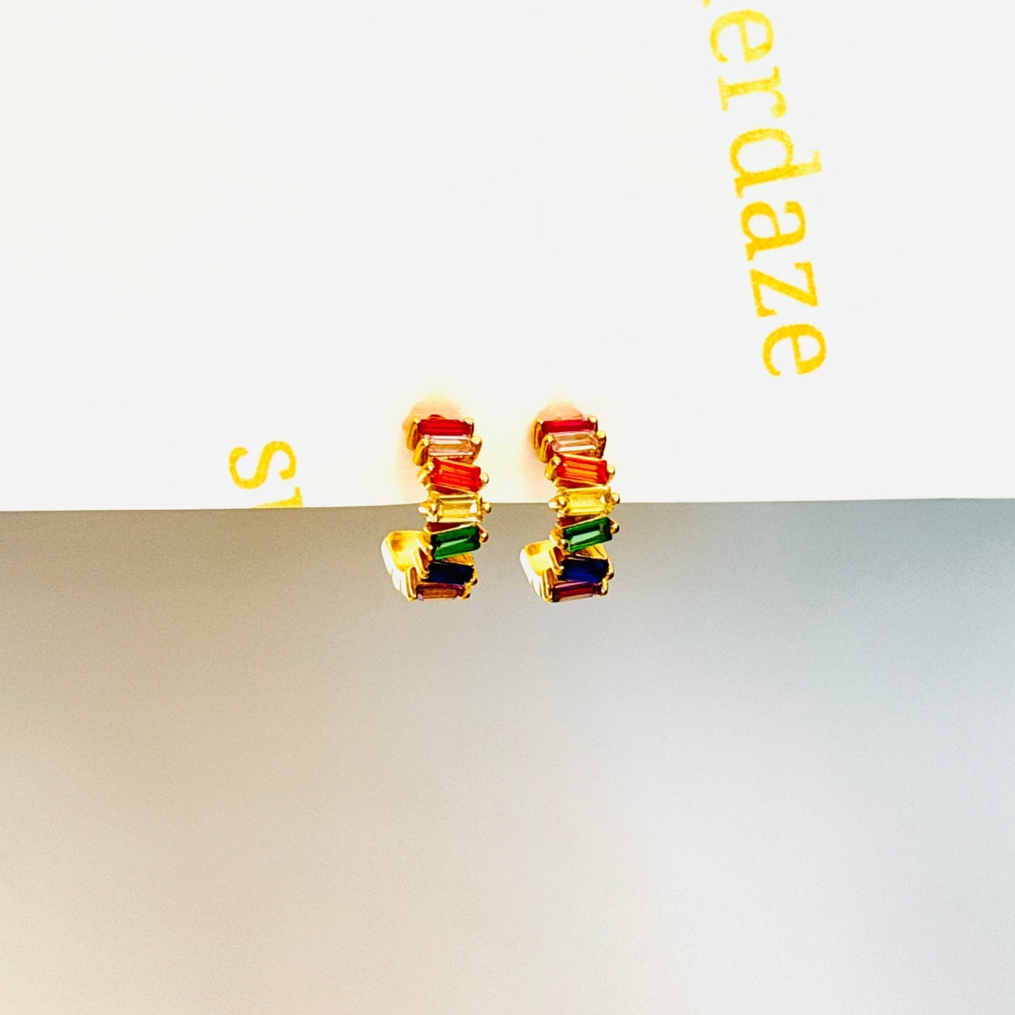 Rainbow Baguette Hoops - Summerdaze